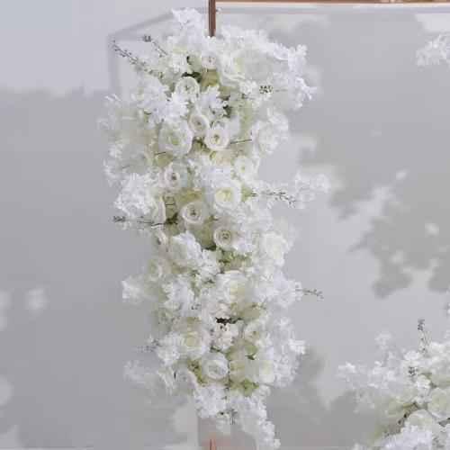 Artificial Cherry Blossom Rose Wedding Arch Flowers, Wedding Welcome Signs Floral Greenery Arrangements, Fake Flower Garland Green Leaves Rose for Home Decor Ceremony Backdrop Decor (Main flower)