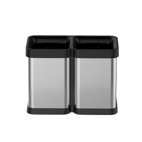 GAOMON 2x5.3 Gallon Kitchen Trash Can, Dual Compartment Waste Bins, Open Top, No Lid Stainless Steel Trash Bin for Kitchen, Office, Restaurant