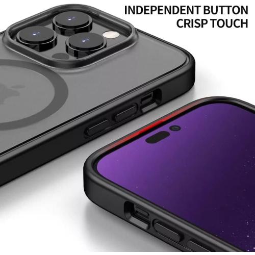 Compatible with iPhone 14 Pro Max Case, [Military Grade Drop Tested] [Compatible with MagSafe] Shockproof Protective Translucent Matte Hard Back Slim Case Cover (Magnetic Case-Frosted Black)