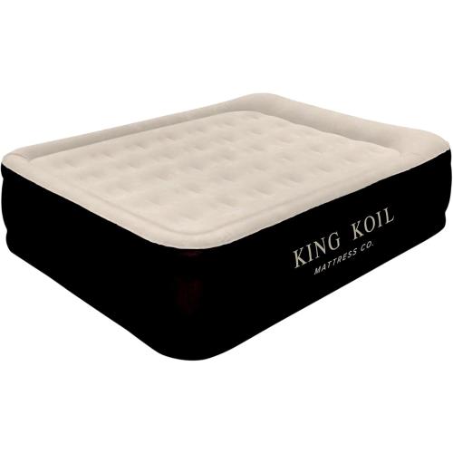 King Koil Luxury Queen Size Air Mattress with Built-in High-Speed Pump, 20 Adjustable Double High Premium Pillow Top Inflatable Airbed for Guests, Camping & Home (Manufacturer Warranty)