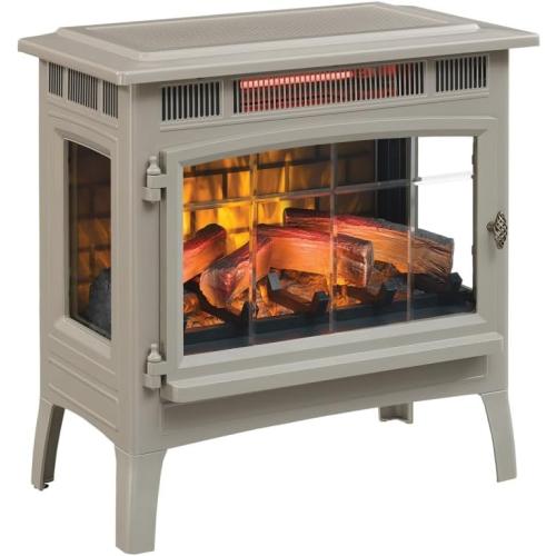 duraflame Freestanding Electric Fireplace Stove Heater with 3D Flame Effect for 1,000 Sq. Ft. Room, French Gray