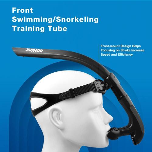 ZIONOR Swim Snorkel for Lap Swimming Adult, Front Snorkel Tube Swimming Training, Comfortable Mouthpiece One-Way Purge Valve for Pool, Outdoors