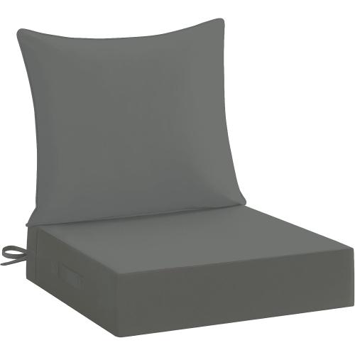 downluxe 24x24 Outdoor Chair Cushions, Waterproof Fade Resistant Patio Furniture Cushions with Handle & Removable Cover, Deep Seat Outdoor Cushions for Sofa, Couch and Patio Chairs, Dark Grey NEEDS CLEANING