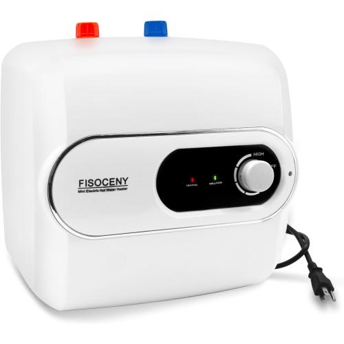 4 Gallon Tank Water Heater Under Sink Instant Hot Water 1500w 120V,Kitchen Under Counter RV Small Hot Water Heater with Release Valve 3-Way Diverter Vavle,1/2 NPT White