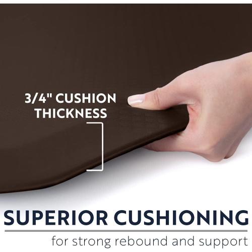 KANGAROO Anti Fatigue Mats for Kitchen Floor, 58x20, 3/4 Inch Thick Cushioned Ergonomic Mat, Reduce Foot Pressure, Waterproof Comfort Rug for Under Sinks, Office Standing Desk, Store Floors, Brown