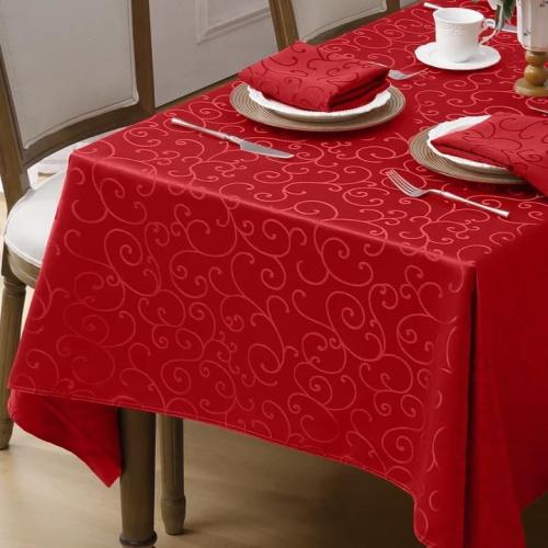 Romanstile Red Christmas Jacquard Rectangle Tablecloth, 60 x 84 Inch