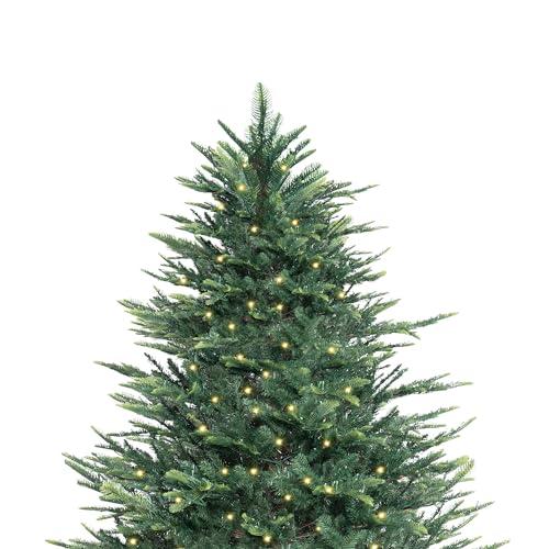 Naomi Home 7 5ft Nordic Christmas Tree with Lights Realistic Charming Christmas Tree Prelit with 1266 Branch Tips 700 Warm Lights and Metal Stand Aritificial