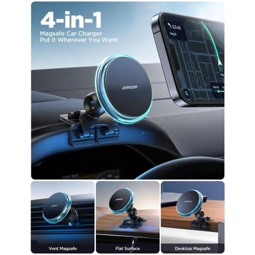 JOYROOM for MagSafe Car Mount Charger, 2025 Upgraded 15W Fast Charging Magnetic Wireless Car Charger Suitable for [Vent Dash Wall],for Magsafe Charger Car Phone Holder Mount for iPhone 16 Pro/15/14/13