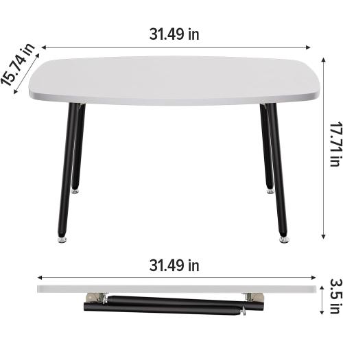 WOHOMO Foldable Coffee Table White Small Coffee Tables for Living Room Portable Simple Modern Rectangular Center Table for Small Spaces, No Assembly, 31.5 * 15.7 * 17.7IN, White