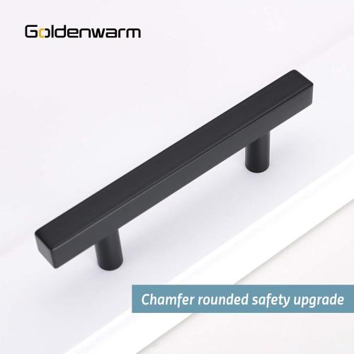 goldenwarm 10 Pack Black Cabinet Handles Matte Black Dresser Pulls 3’’ Drawer Handle Pull - LSJ22BK76 Black Kitchen Cabinet Hardware Cupboard Dresser Hardware