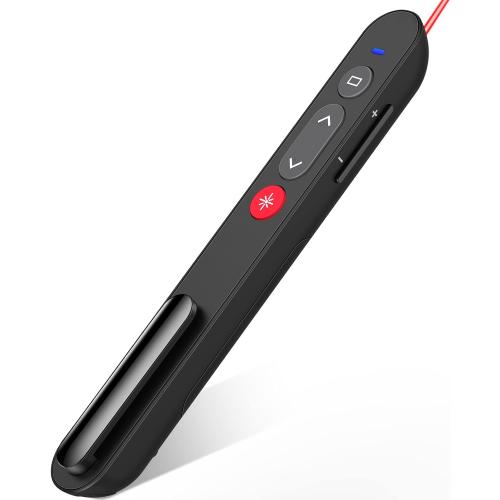 Black Laser Pointer for Presentations, Wireless Presenter Clicker for PowerPoint Slide with Hyperlink & Volume Control, Presentation Remote for Mac/Computer/Laptop, Google Slide/PPT/Keynote