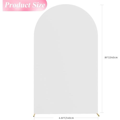 Wokceer Wedding Arch Backdrop Cover 8FT Spandex Fitted Wedding Arch Stand Covers Round Top Chiara Backdrop Cover for Birthday Party Ceremony Banquet Decoration White