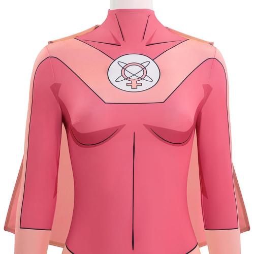 Size L Atom Eve Cosplay Costume, Invincible Women Jumpsuit Cape Mark Grayson Halloween Party