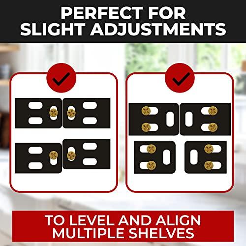 Set of 4 Floating Shelf Brackets Heavy Duty (1/4 inch Thick Baseplate) Painted Black Mild Steel/Bracket for Hidden Wall Shelves Support Hardware Mount Kitchen/Nursery Decor (4 inch Rods)