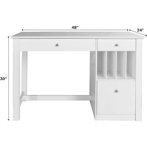 Walker Edison Modern Wood Computer Writing Desk Storage File Drawer Office Home Office Workstation Small, 48 Inch, White