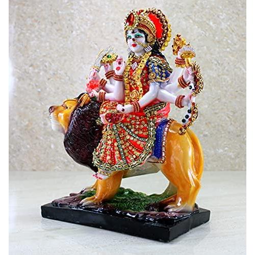 Resin Maa Durga MATA Rani Sherawali Murti Idol Statue Sculpture (8 X 11.5 Inches)