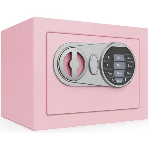 Goldenkey Small Safe Box for Money, Digital Home Safe Box with Keys&Code for Cash and Coin, Mini Safes for Kids, Personal Items for Hotel, 6.69D x 9.05W x 6.69H, 0.236 Cu.Ft.