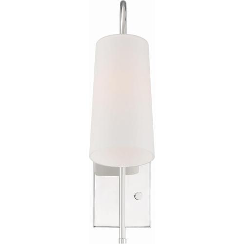 Crystorama Alexa 1 Light Glass Shaded Polished Nickel Task Sconce