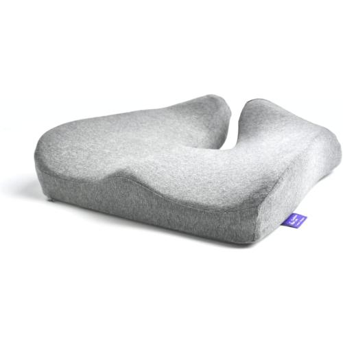 C CUSHION LAB Patented Pressure Relief Seat Cushion for Long Sitting Hours on Office/Home Chair, Car, Wheelchair - Extra-Dense Memory Foam for Hip, Tailbone, Coccyx, Sciatica - Light Grey