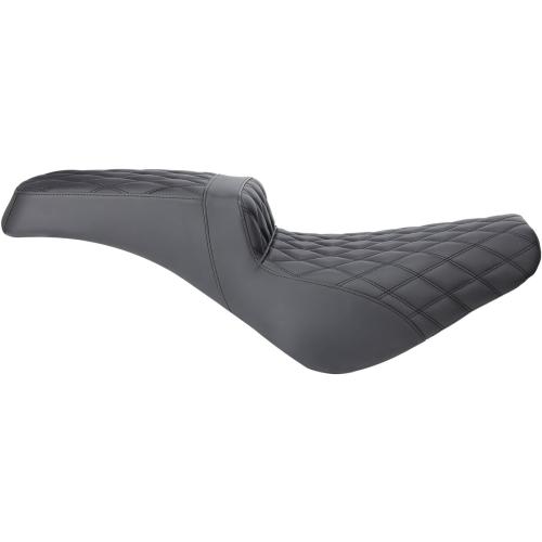 One-Piece Driver Rider and Passenger Seat for Harley Davidson Softail Standard Slim Deluxe Street Bob Heritage Classic 2018-2024 Black Motorcycle 2-Up Seat (Diamond Pattern)