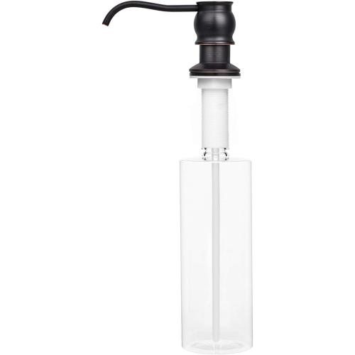 Samodra Kitchen Sink Soap/Lotion Dispenser, Brass Pump Head Oil Rubbed Bronze 12 OZ Bottle Built in Design Refill from The Top for Granite Thick Deck Installs