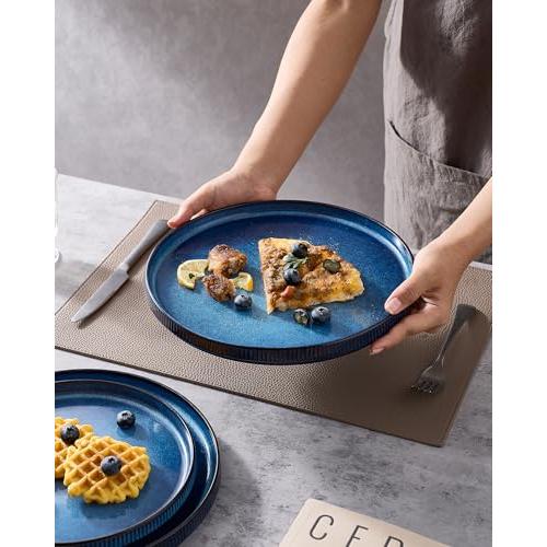 famiware Star 10/8 inches Dinner Plates Set for 6, Nebulas Blue