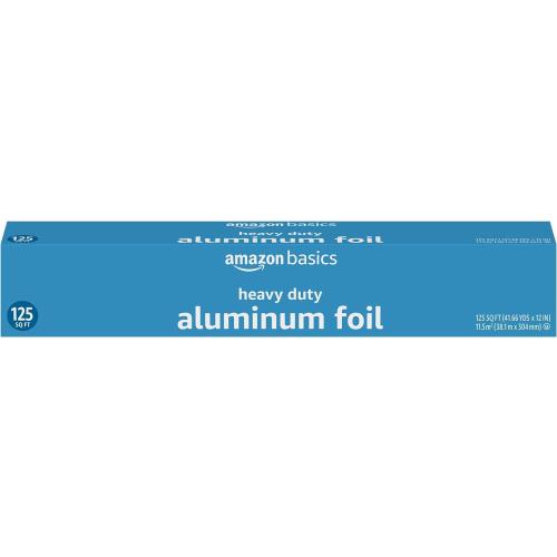 Amazon Basics Heavy Duty Aluminum Foil for Cooking, Grilling, Food Storage, Roasting, 125 Sq Ft (Pack of 1)
