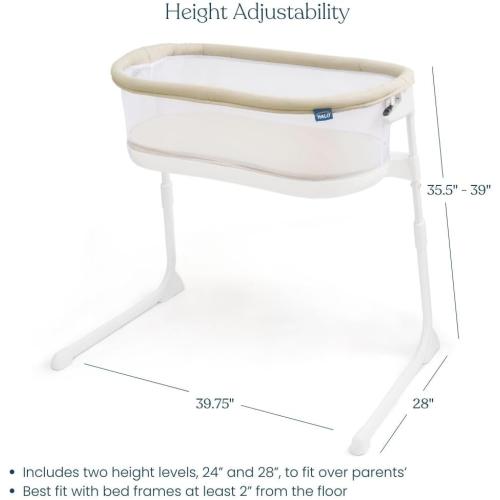 HALO BassiNest Lite – Breathable Baby Bassinet Slides Over Bed with Mesh Walls for Airflow & Visibility, Lowering Wall for Easy Access, Portable & Lightweight, Fits Most Beds