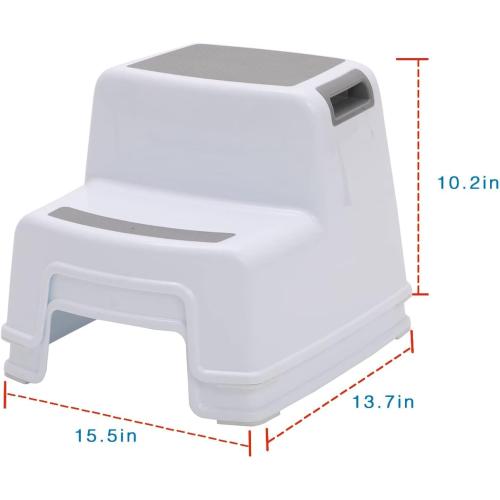 Two Step Stool for Kids and Toddler, 2 Step Stool for Bathroom Sink, Kitchen and Toilet Potty Training (Gray)
