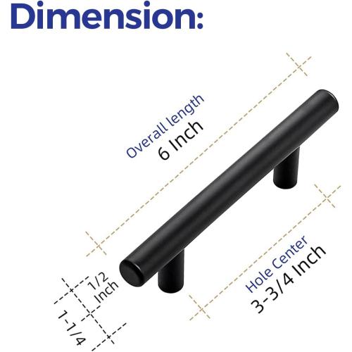 Ravinte 5 Pack 6 inch Cabinet Pulls Matte Black Stainless Steel Kitchen Cupboard Handles Cabinet Handles 3.75” Hole Center
