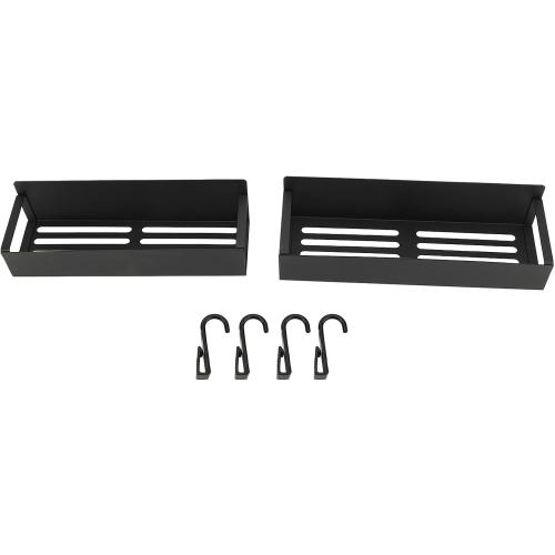 Magnetic Rack for Refrigerator, Magnetic Fridge Shelf for Kitchen, Wall Mounted Organizer with Hooks, Metal Black Shelves for Microwave Oven (2PCS Set)