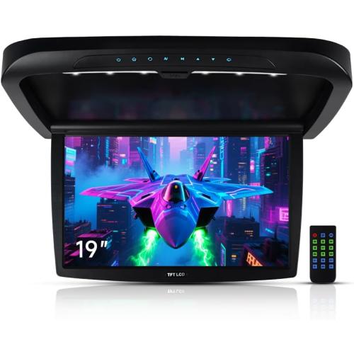 19.5 car Overhead Flip Down Monitor Screen Dispaly 1080P Video HD Digital TFT Screen Wide Screen Ultra Thin Mounted Car Roof Player HDMI IR FM USB SD