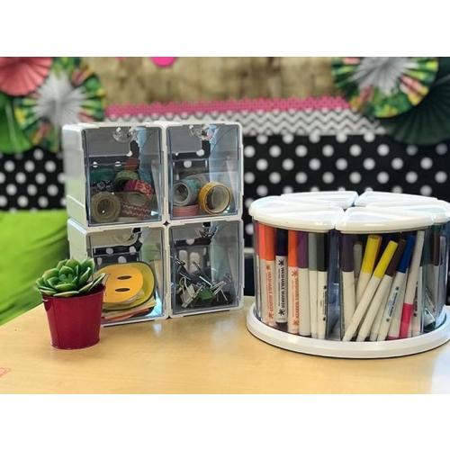 Azar Displays 300360-4PK Stackable Tilt Bin Counter Organizers, White (4-Pack)