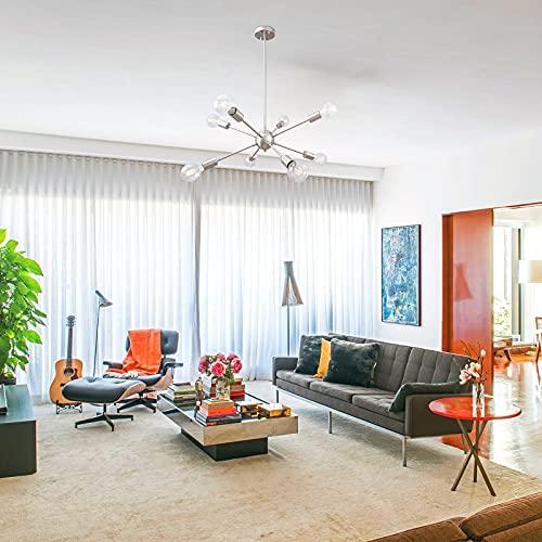 Size 49 x 23.5 Sputnik Chandeliers 8 Light Brushed Nickel Modern Light Fixture Industrial Sputnik Chandelier Lighting for Dining Room Kitchen Living Room Bedroom Foyer