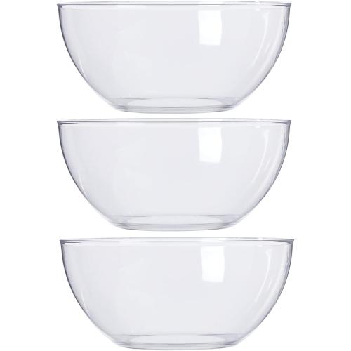 US Acrylic Vista Clear Plastic Salad and Serving 10-inch Bowls | set of 3 | Reusable, BPA-free, Made in the USA | 135 oz. capacity