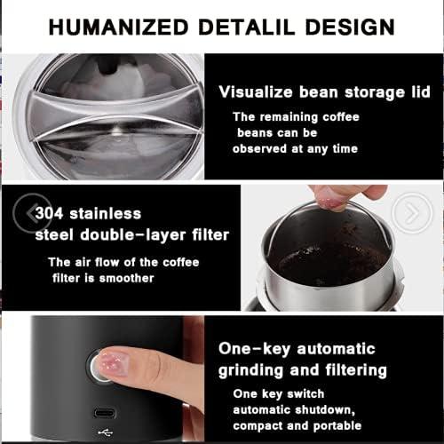 Electric Burr Coffee Grinder,Toycol Portable Cordless Rechargeable Espresso Coffee Bean Grinder,USB Battery Travel Car Coffee Maker with 15 Fine to Coarse Grind Settings for Home Use (Black)