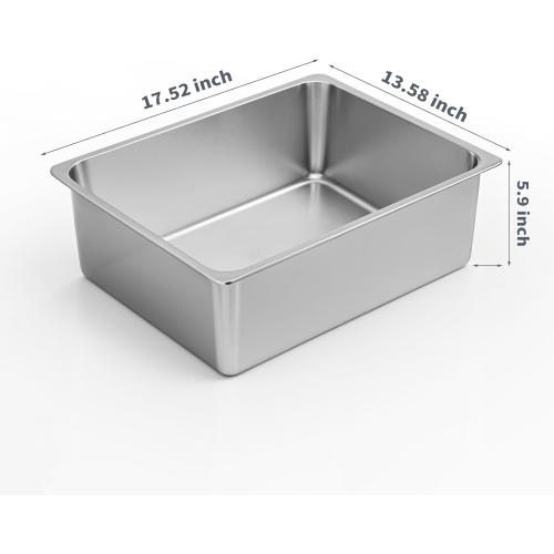 Kirecoo Stainless Steel Cat Litter Box - Metal High Sided Cat Pan, Large Stainless Steel Box, Indoor Litter Tray, Non Stick, No Smell, Easy to Clean, Pet Toilet Supplies for Kitten, Kitty, Rabbit