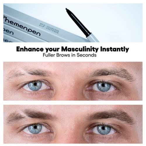 The Men Pen - Waterproof Eyebrow Pen | Beard Filler for Men | Microblading Eyebrow Pen | Hair Filler | Anti-Smudge | Mustache, Beard & Eyebrow Filler | Black