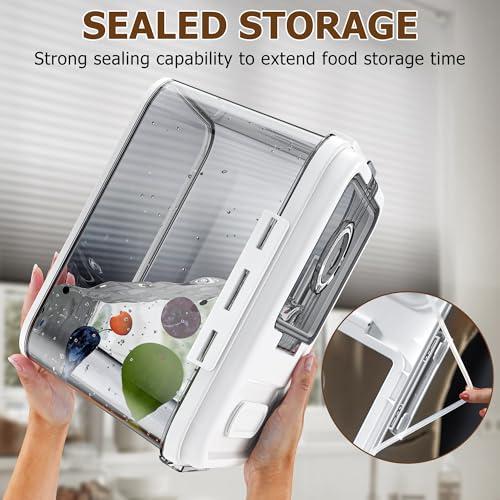 Olimingse Bread Box For Kitchen Countertop, Airtight Bread Storage Container, Bread Keeper For Homemade Bread, Cookies, Cereal, Fruits, 10L White.
