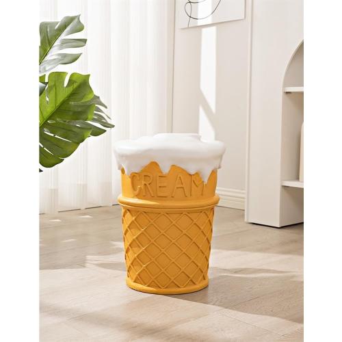 Simulated Food Stool, Resin Fruit Stool, Simulated Food Stools, Food-Shaped Footrest Stool Ottoman, Shoe Changing Stool for Home(Cream)