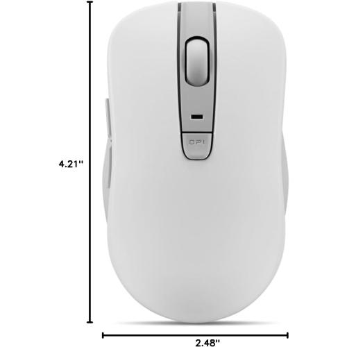 White and Grey Lenovo Bluetooth Silent Mouse (WL300) - 5 Button Computer Mouse with Silent Left & Right Click – Sculpted Grip, Microsoft Swift Pair, Up to 1600 DPI (White)