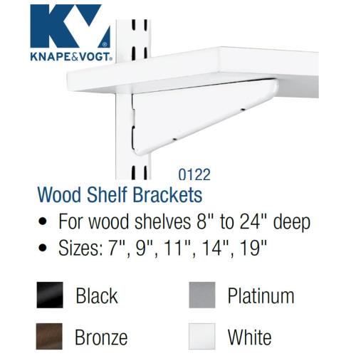 John Sterling Dual Trak Adjustable Wood Shelf Bracket, 14-Inch, Black, 0122-14BK
