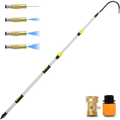 24FT Reach Gutter Cleaning Tools from The Ground, 16FT Long Reach Gutter Cleaner Wand with Hose Attachment, Telescoping Rain Gutter Cleaning Tool for Debris