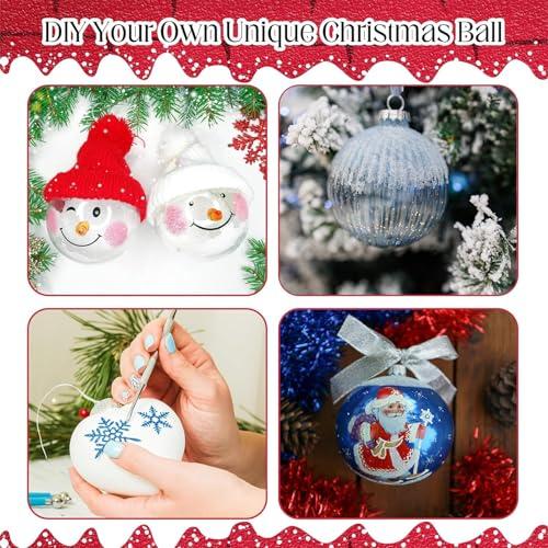 48 Pcs Christmas Fillable Ornaments Ball 3.15 Inch Clear Plastic Ornaments DIY Craft Transparent Ball for Christmas Wedding Xmas Holiday Party Tree Decor Home (Iridescent)