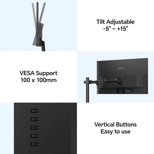 KOORUI Size 22 Inch Computer Monitor Full HD 1080P 100Hz PC Gaming Screen VA Panel Ultra-Slim Display 3000:1 Contrast Ratio with Adpitive Sync (HDMI/VGA/VESA Compatible 100x100mm/Audio Out), Tilt, Black