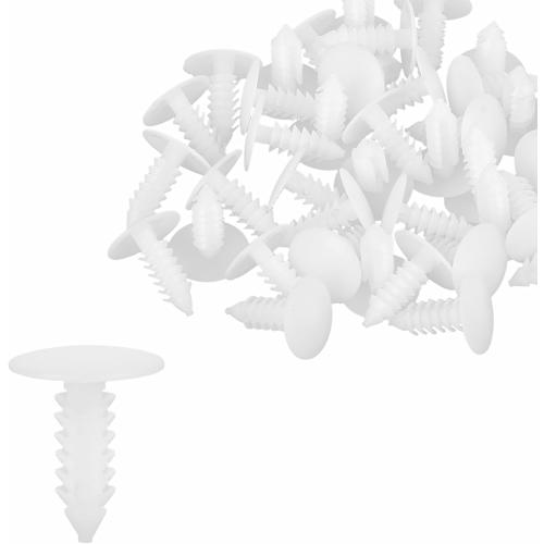 X AUTOHAUX 40 Pcs 4.5mm Hole Dia Plastic Bolt Rivets Fasteners Rivets Trim Panel Retainer Clips White for Car