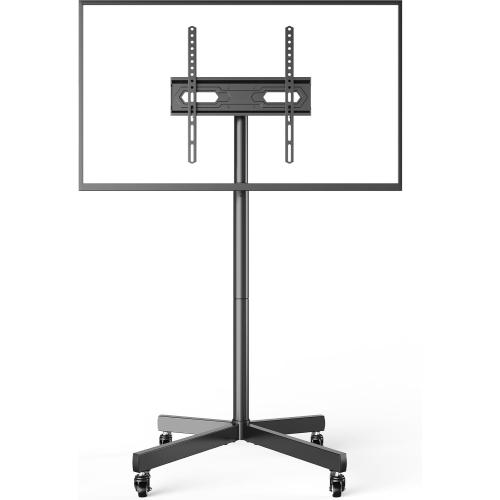 USX Mount Mobile TV Cart Rolling TV Stand with Wheels for 23-60 LCD LED Flat/Curved Panel Screens,Height Adjustable Floor Stand Holds up to 99Lbs Portable Stand,Max VESA 400x400mm