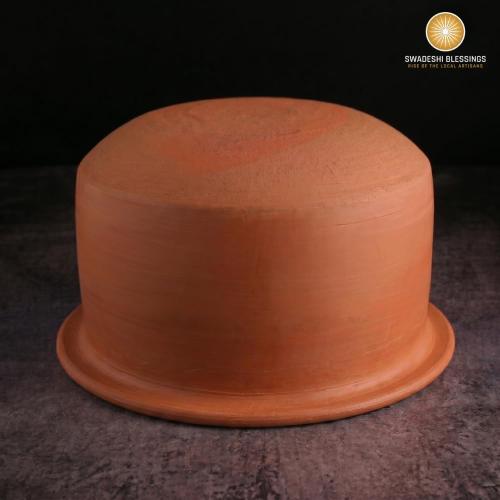 Swadeshi Blessings HandMade Unglazed Clay Pot for Cooking with Lid, 5Liters | Chemical-Free, Multi-Use Clay Cooking & Serving Pot, Earthen Kadai, Mud Handi, Mitti Ke Bartan, Free Cleanser&Palm Leaf Stand