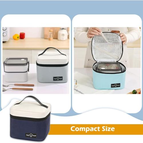 Lunch Bag for Men, Portable Lunch Bag for Adults, Top handle Lunch Box Food Bag for Work, Square Food Bag for Office, Picnic (Navy Blue)