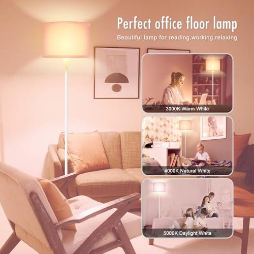 White and Pink Floor Lamp, Standing Lamp, Short Floor Lamps with Pink Lampshade, 59 Tall Lamps for Bedroom, Foot Switch, Simple Corner Pole Lamp for Kids Room, Girls Room, Living Rooms, Office(NO Bulb, E26 Base)